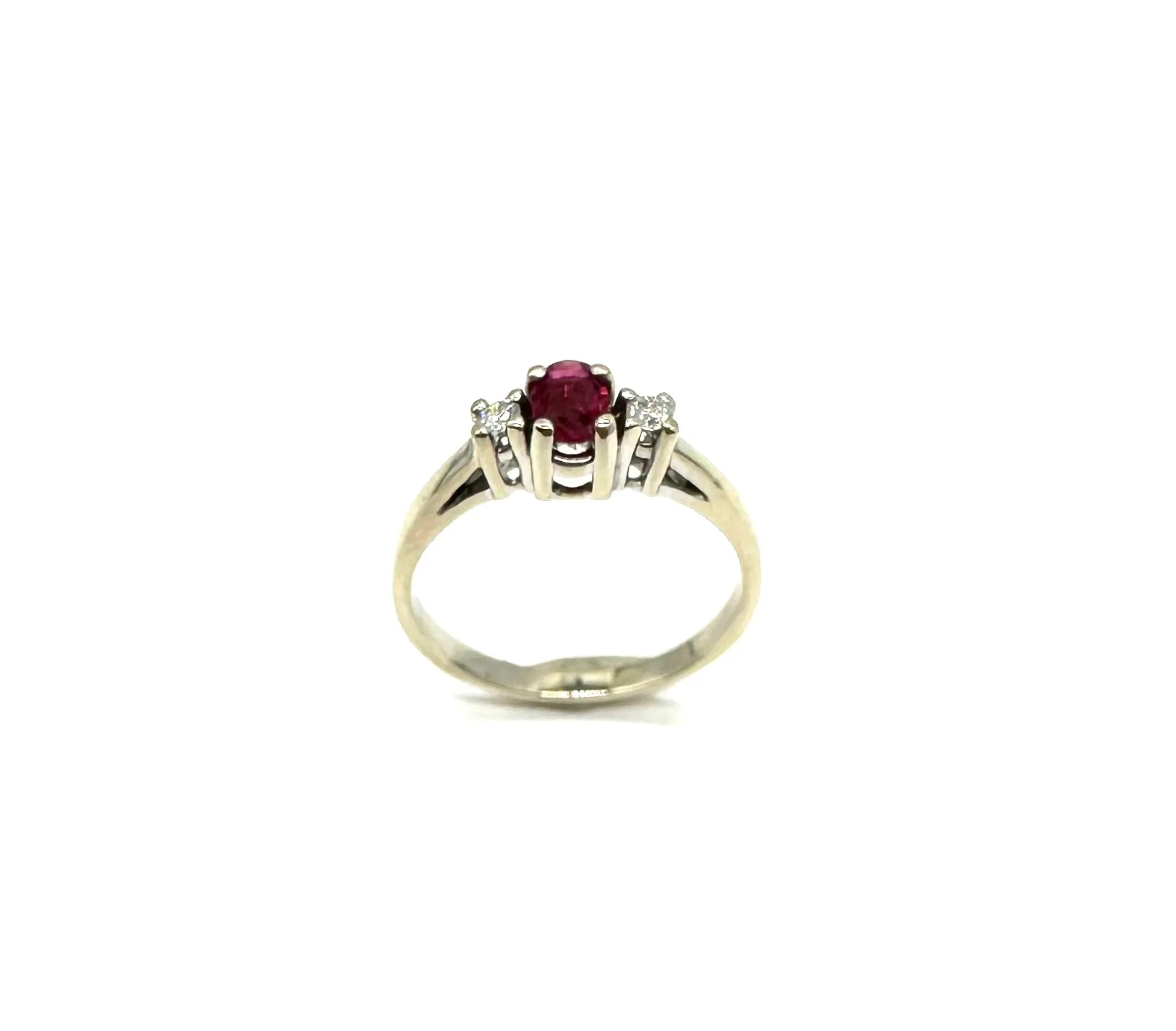 Oval Ruby & Diamond 3 Stone Ring