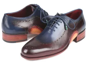 Paul Parkman Opanka Construction Blue & Bordeaux Oxfords (ID#726-BLU-BRD)