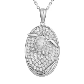 Pavé Honu Oval Pendant