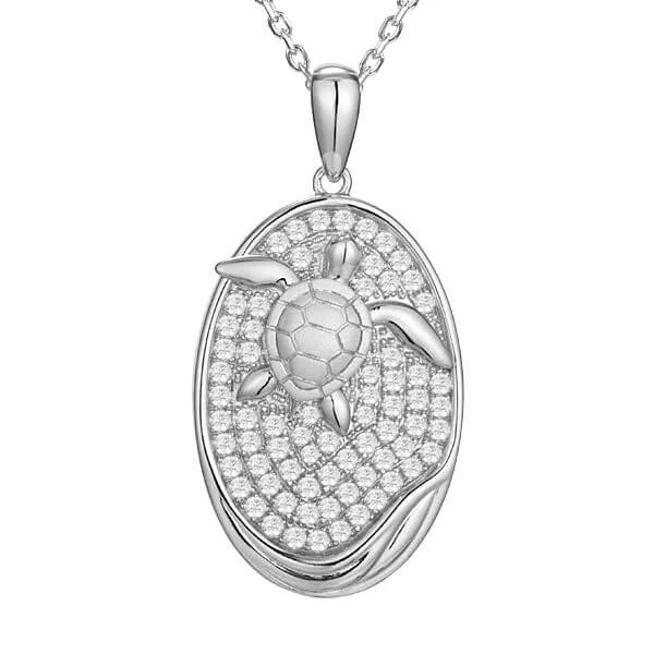 Pavé Honu Oval Pendant