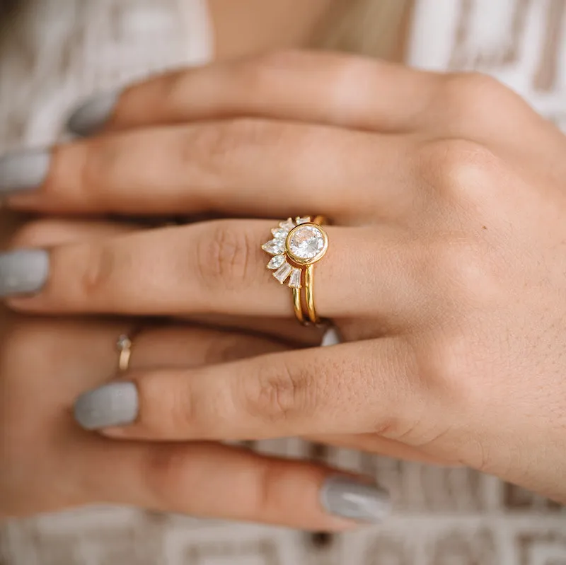 Pear Marquise and Emerald Diamond Contour Tracer Wedding Band