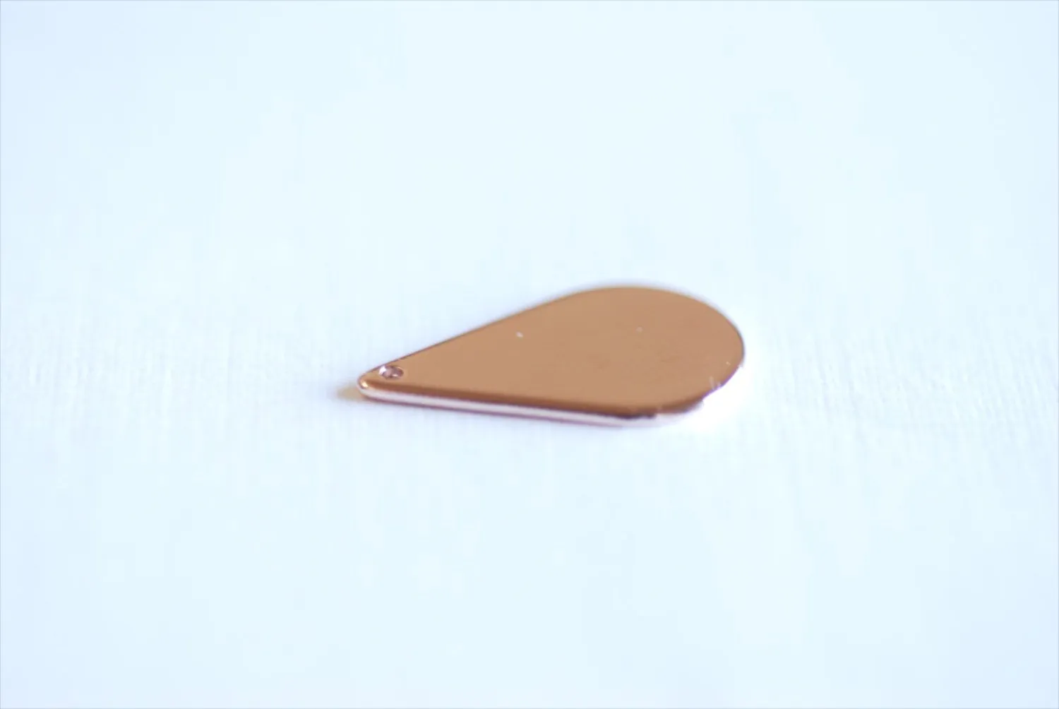 Pink Rose Gold Vermeil Teardrop Charm Pendant- 22k gold plated Oval Charm Pendant, Gold Flat Teardrop, Tear drop Charm, Stamping, Beads, 297