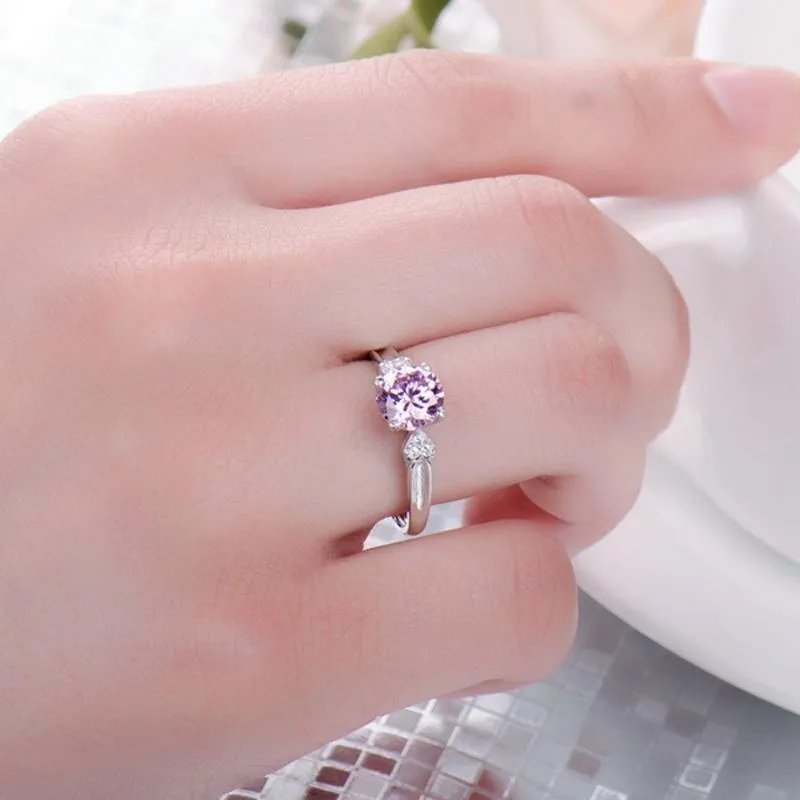 Pink Three Stone Ring