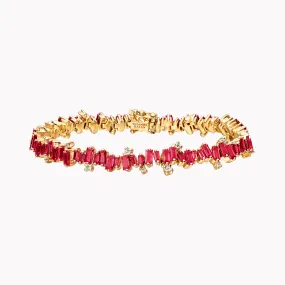 Ruby & Diamond Burst Tennis Bracelet