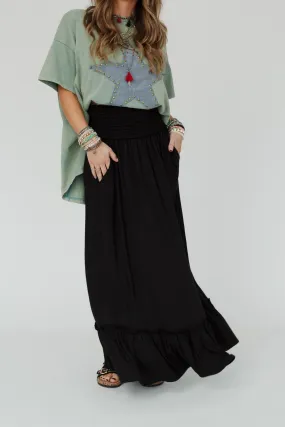 Rustic Romance Smocked Maxi Skirt - Black