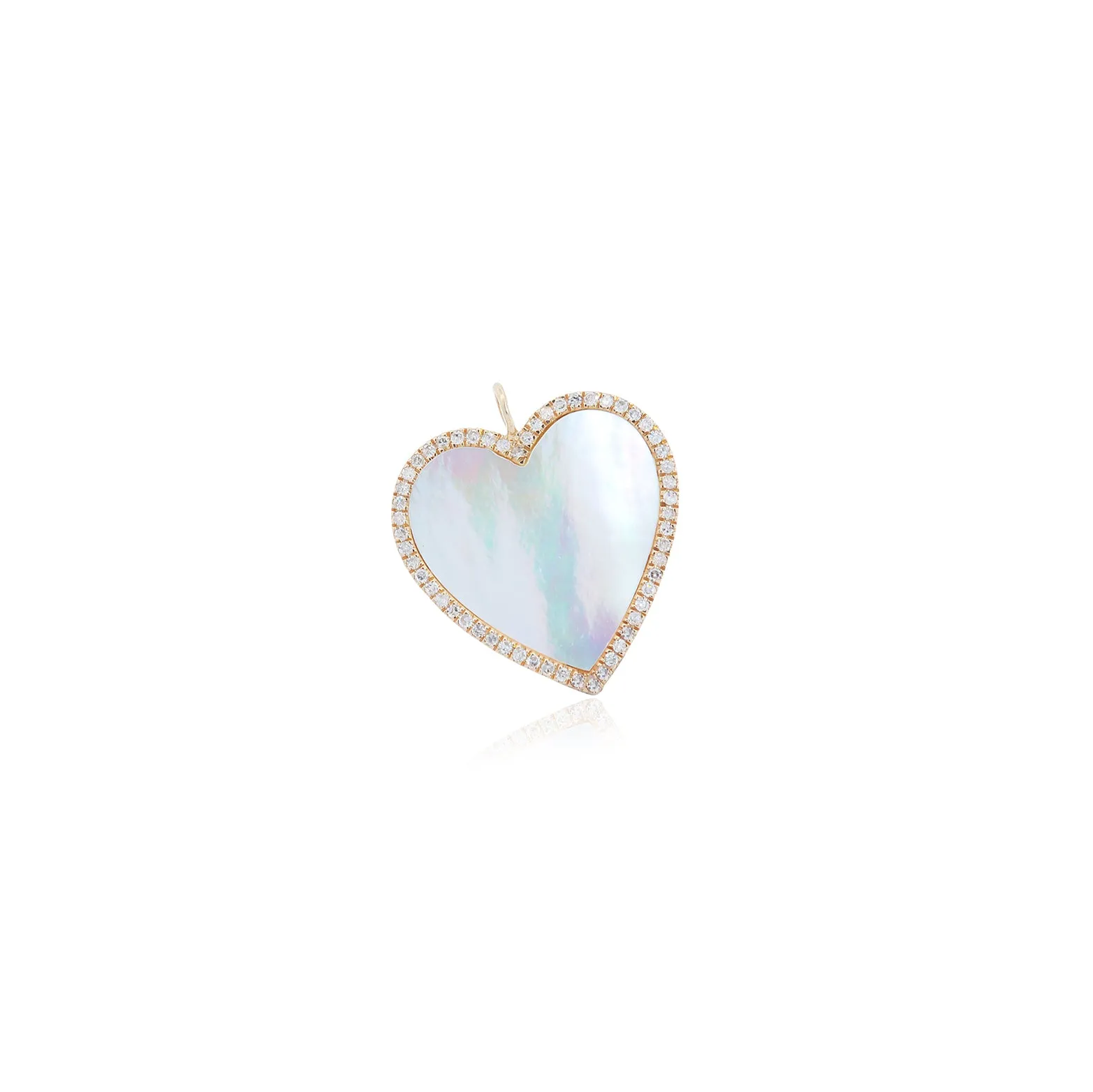 Small Mother of Pearl Diamond Heart Charm