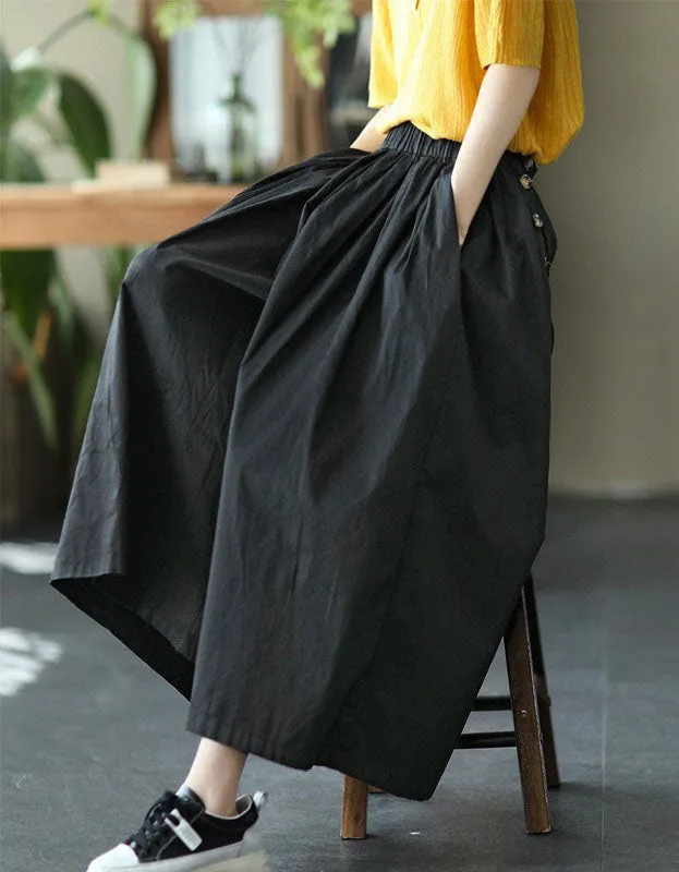 Spring Elastic Waist Loose Wide Leg Pants