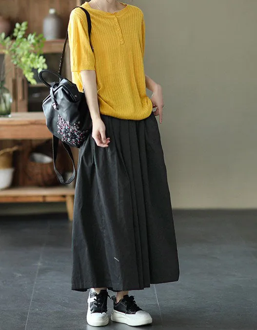 Spring Elastic Waist Loose Wide Leg Pants