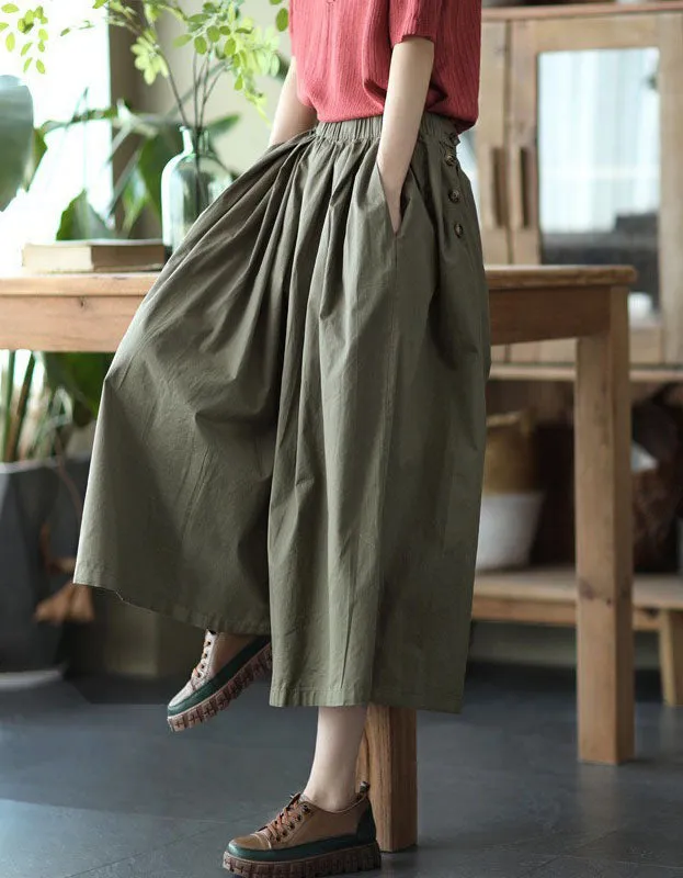 Spring Elastic Waist Loose Wide Leg Pants