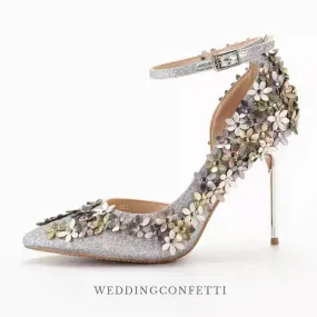 The Flora Wedding Bridal Floral Gold / Silver Heels