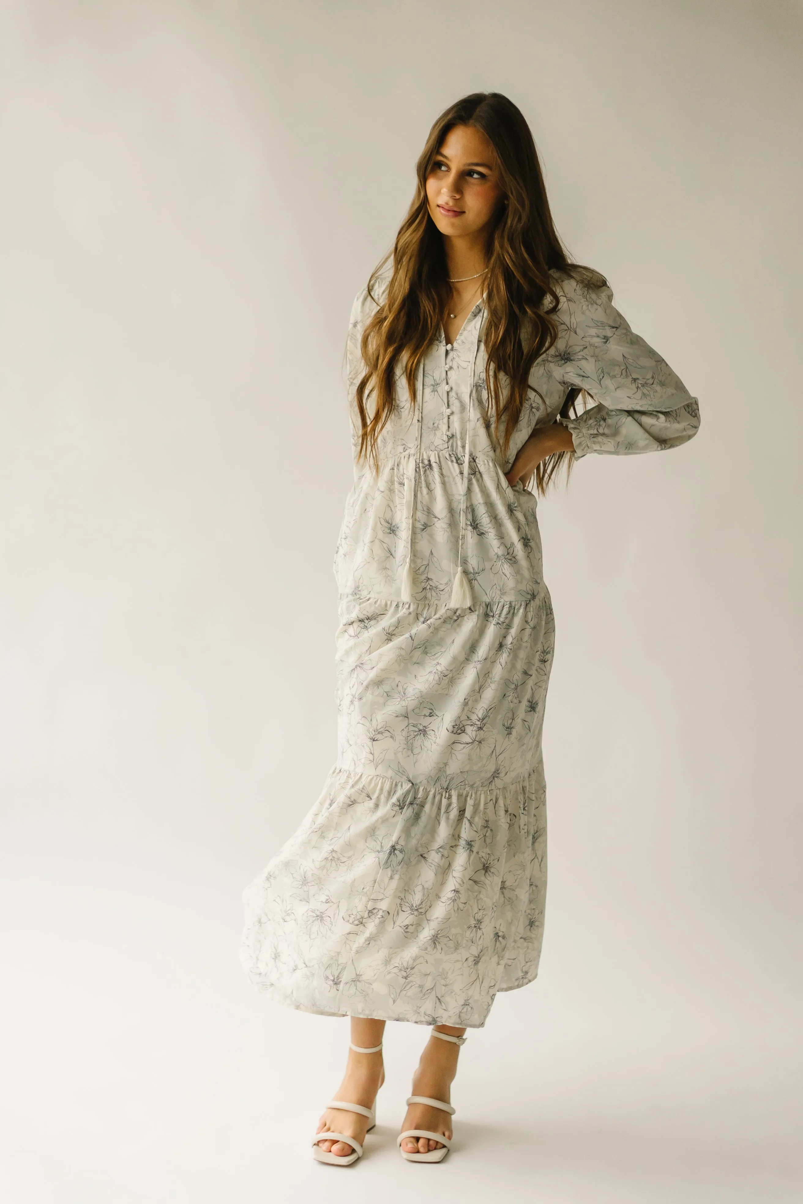 The Kerling Floral Maxi Dress in Grey Multi