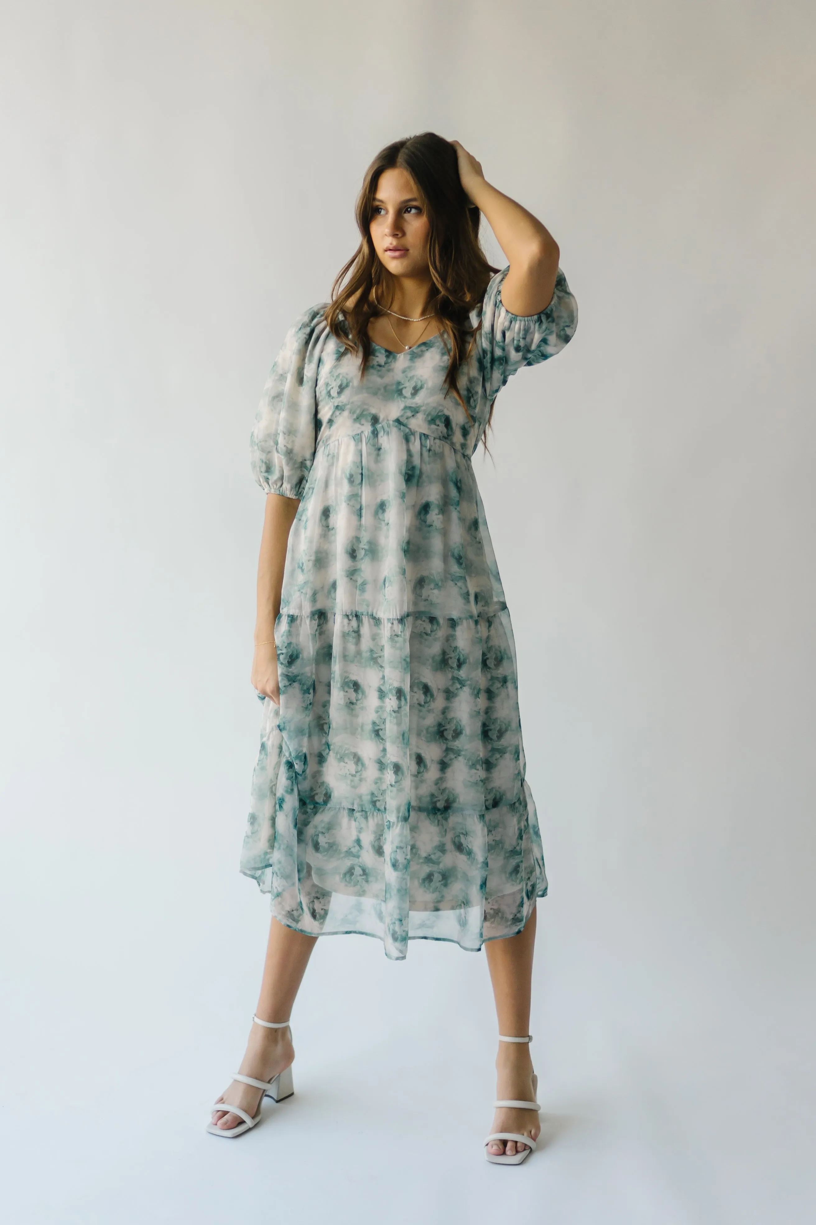 The Sardoni Patterned Midi Dress in Green Floral