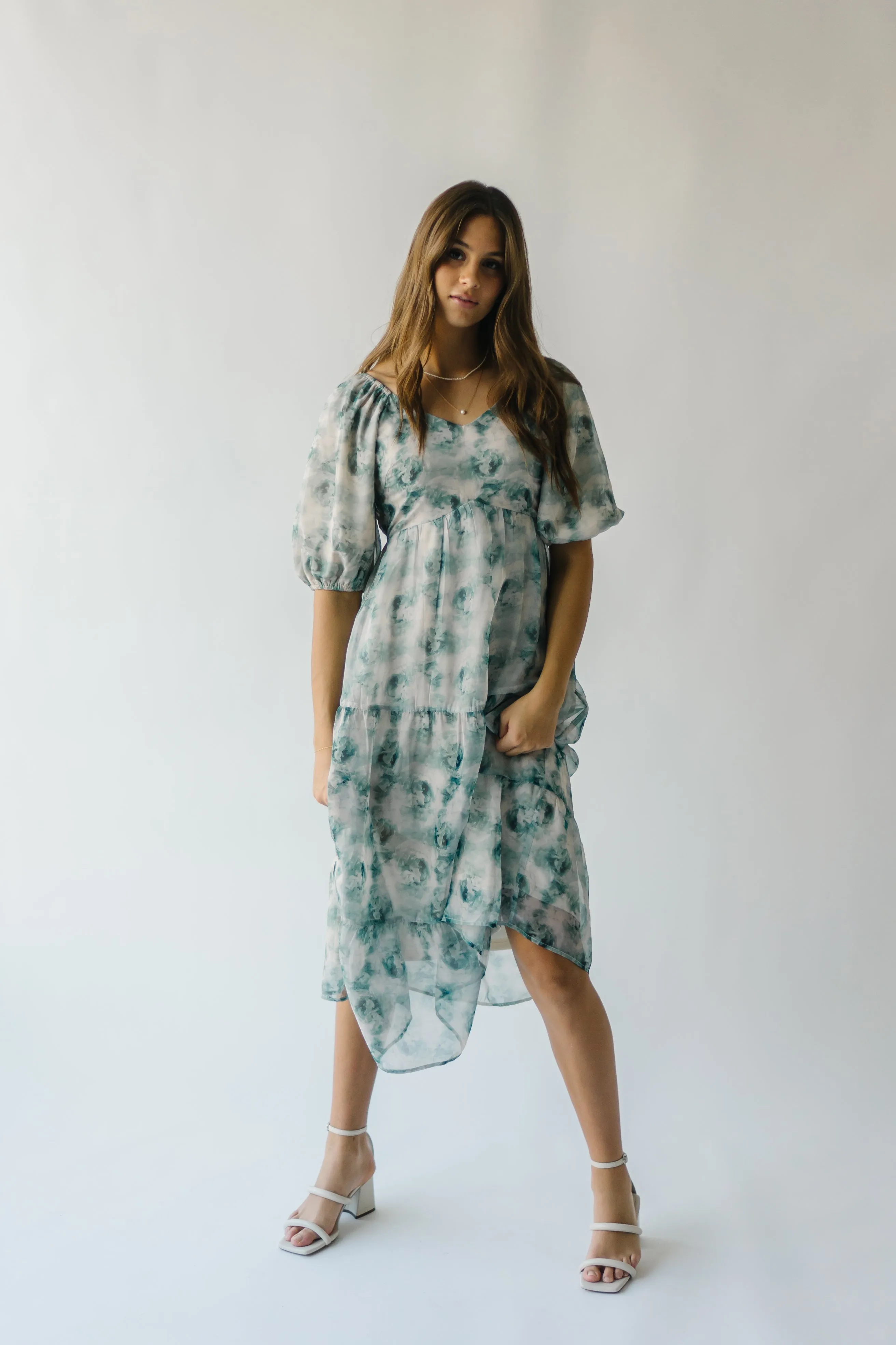 The Sardoni Patterned Midi Dress in Green Floral