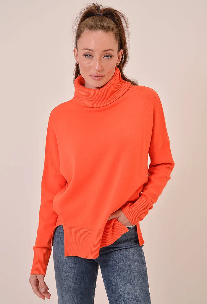 Trento Turtleneck Sweater-Papaya