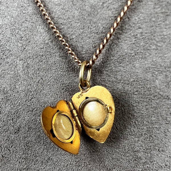 Victorian Diamond Heart Locket Pendant Necklace