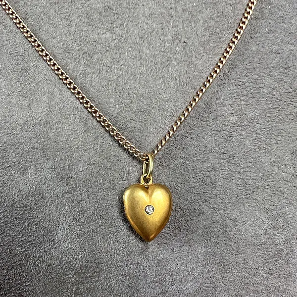 Victorian Diamond Heart Locket Pendant Necklace