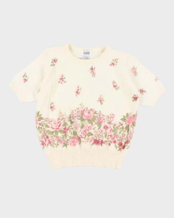 Vintage 90s Sostanza Floral Knit Tee - L