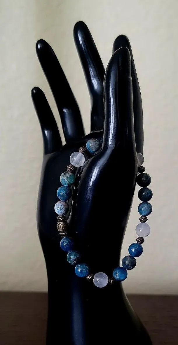 White Jade & Blue Apatite Bracelet