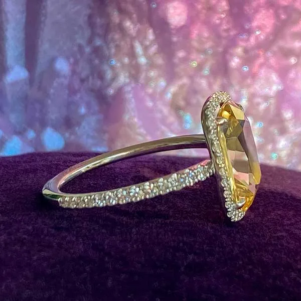 Yellow Beryl & Diamond Ring