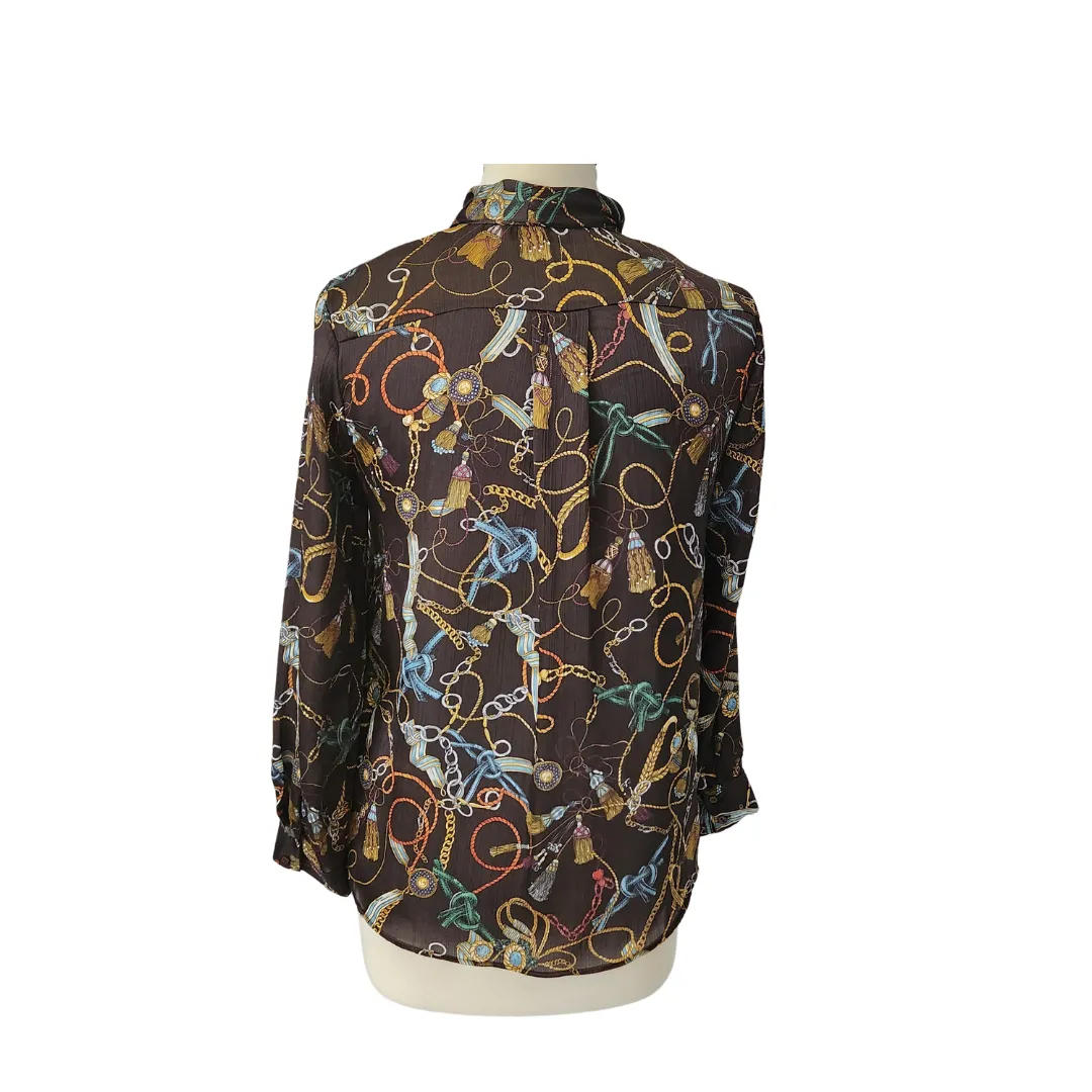 ZARA Brown Chain-print Top | Pre Loved |